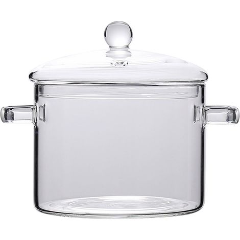 Bol En Verre Borosilicate - Résistant À La Chaleur Jusqu'à 300 °C - Poignées Intégrées Fraîches Au Toucher - Compatible Plaque De Cuisinière Micro-ondes Lave-vaisselle - 1 Pièce (1/2)