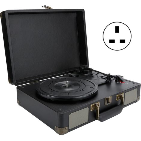 Tourne-disque vinyle portable 100‑240V 33/45/78 RPM valise avec prise UK, lecteur vidéo (1/5)