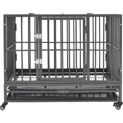 Cage pour chien avec roues et toit Acier 102x72x85 cm CFW19132