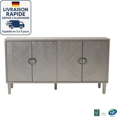 Credenza - 152CM - Elegante e pratico mobile contenitore a 4 ante, gambe in pino, MDF - Champagne (1/5)
