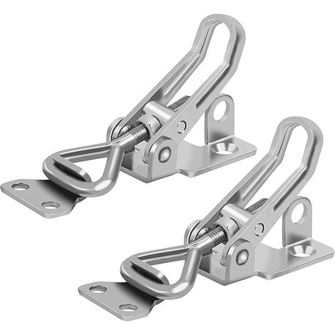 2 Stück Edelstahl-Kippverschluss, Hebelverschluss, kein Rost, starke Befestigung, Knebelverschlussklemme, zum Befestigen und Festziehen von Türen, Schränken, Koffern