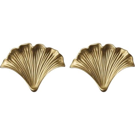 2 boutons de meuble dorés design feuille de ginkgo, fixation 1 trou, pour armoire, commode et dressing (1/5)