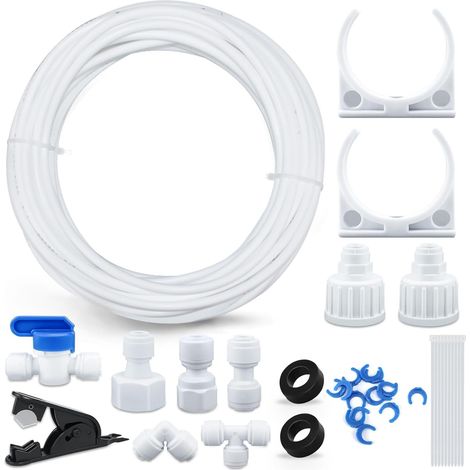 Universal 1/4" Refrigerator Water Filter Connection Kit for Side by Side Refrigerator Reverse Osmosis System Drinking Water Refrigerator Hose Pipe Cutter 15m (1/5)