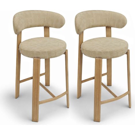 Lot de 2 chaises hautes pied bois et tissu, SUZIE