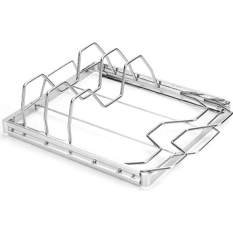Klappbarer Rippchenhalter, ideal zum Grillen, Räuchern und Servieren. Rostbeständiges und leicht zu reinigendes Grillzubehör. (1/5)