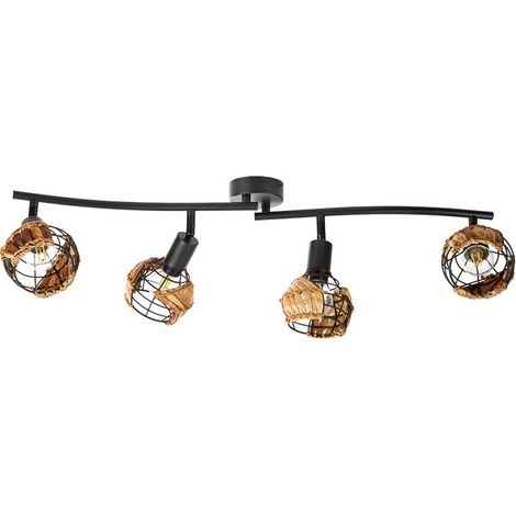 Barre de spots de plafond noire 4x E14