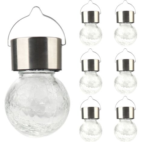 Farol solar colgante para exteriores de cristal craquelado, luz blanca, para jardín, patio, valla o árbol. (1/3)