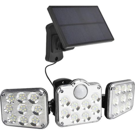 Solaire Lumiere Exterieur Applique Murale Luminaire Led 3 Ttes 122 Leds Detecteur Mouvement IP65 Etanche Scurit Lampe nergie