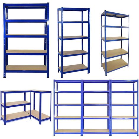 Dayplus – Étagère enfichable 5 niveaux 180 cm – Acier et MDF – Charge max 875 kg – Dimensions 190x90x40 cm – Couleur bleue (1/5)