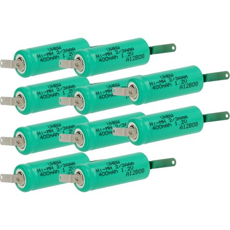 vhbw 10x Batteries remplacement pour 2/3AAA  pour modéle RC (400mAh, 1,2V, NiMH, vert, avec cosse à souder (Z)) (1/5)