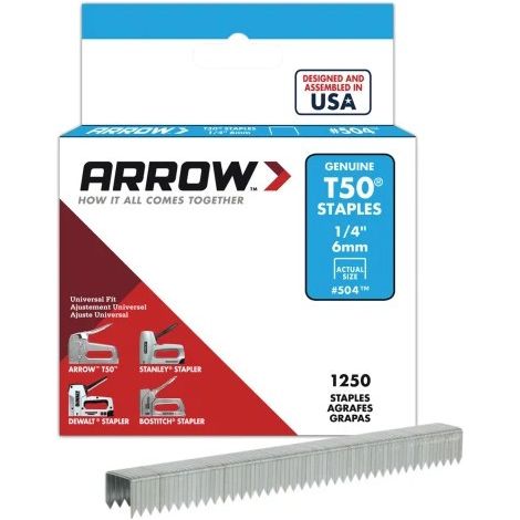 ARROW T50 6 mm (1/4 in) Staples, 1,250 Pack, Galvanised Steel