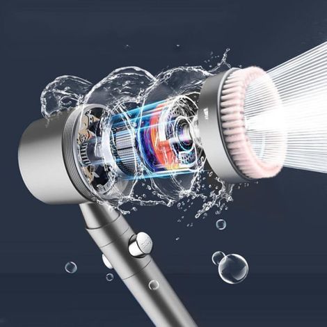 Pomme De Douche - Filtre Intégré Coton PP - 5 Modes Jet - Brossage Shampooing - Robinet Pause - Filetage G1/2 - 1 Pièce (1/5)