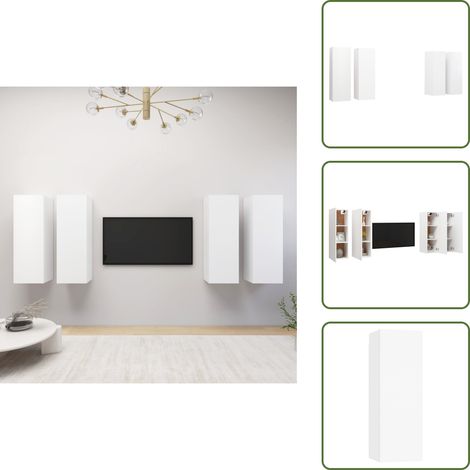 Meubles TV 4 pcs Blanc 30,5x30x90 cm Bois d'ingénierie - Meuble Tv Mural - Meuble Tv Suspendu - Rangement Salon - Bibliothèque Murale - Blanc (1/5)