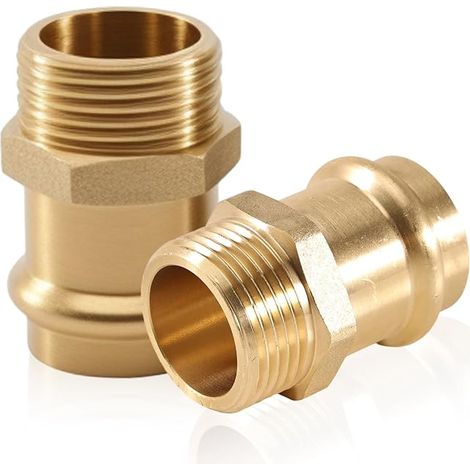 Copper Transition Coupling 15mm x 1/2" AG 1/2" External Thread 1/2" for Drinking Water and Heating Installation for Pipe with 15mm Outside Diameter (Pack of 2) (1/5)