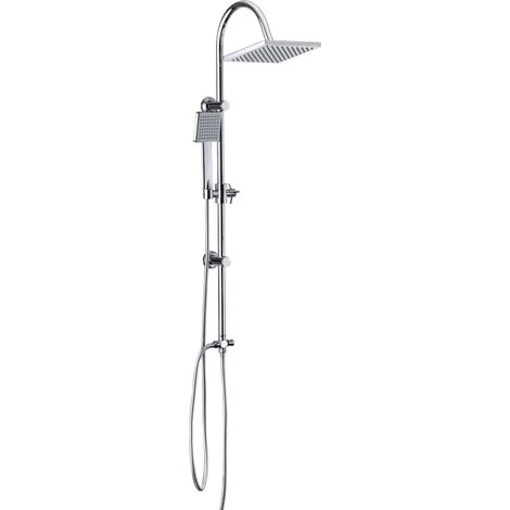 Colonna doccia in acciaio regolabile con deviatore doccetta e soffione quadrato 20X20 cm