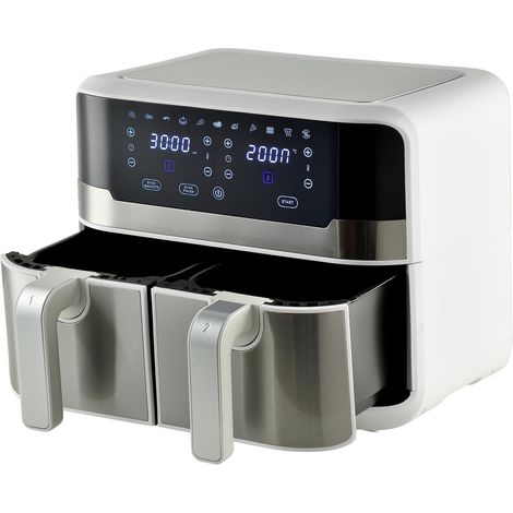 MasterPro Rocket Duo 900 Freidorade aire Color Blanco de 9 L y 2400W, Pantalla LED TÃ¡ctil y Cesta Antiadherente 11 Funciones