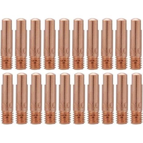Lot de 20 embouts de contact en cuivre Ulisem pour torche de soudage MIG/MAG 15AK, consommables de 1,0 mm (1/4)
