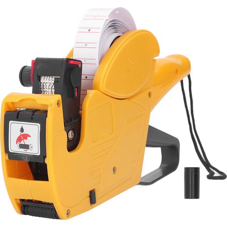 Étiqueteuse de prix 8 chiffres, machine à marquer portable jaune pour magasin entrepôt usine (1/5)