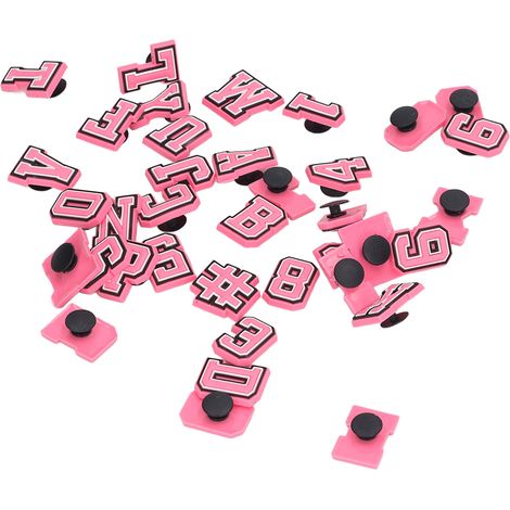Set mit 37 niedlichen PVC-Schuhdekorationen mit Buchstaben- und Zahlenmotiven, rosa (1/4)