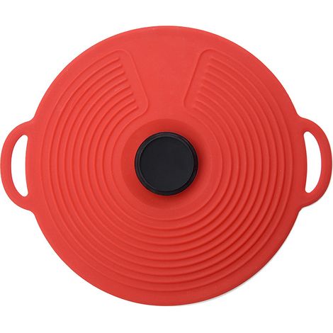 Juego de 3 tapas de silicona a prueba de explosiones, fugas y polvo para guardar ollas y utensilios de cocina. Tapa pequeña roja. (1/4)