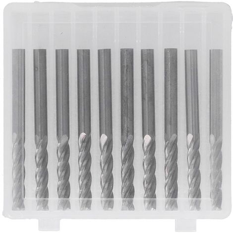 Satz mit 10 vierschneidigen Fräsern – gratfrei – 3,175 x 15 mm – Gravur – Acryl / MDF / PVC – maschinell