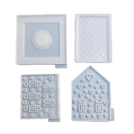 ensemble de moules en silicone 3D pour maison en résine et béton, modèle « Love House ». (1/5)