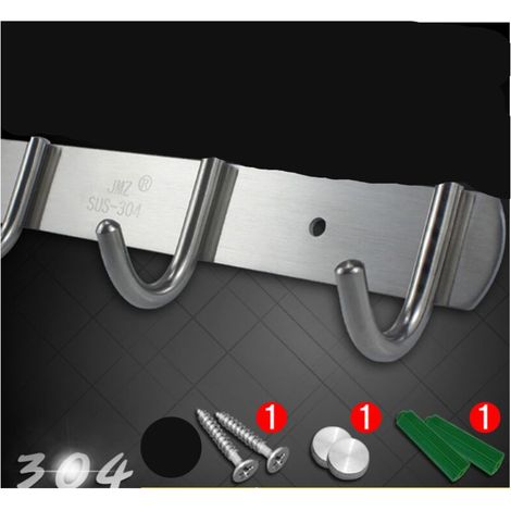Porte-manteau mural, crochets design en acier inoxydable, crochets robustes pour salle de bain, chambre ou bureau, argenté (4 crochets) (1/5)