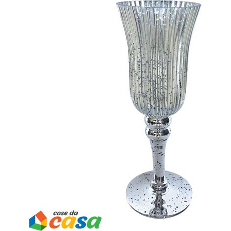 Calice portacandela in vetro argento lanterna decorazioni idea regalo per natale (1/5)