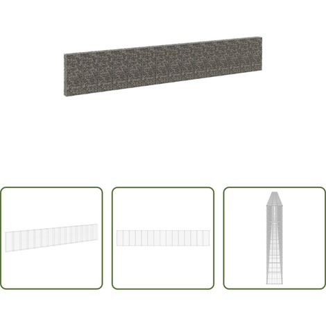 Verzinkter Stahl - Gabionenwand mit Abdeckung Verzinkter Stahl 900x30x150 cm (1/5)