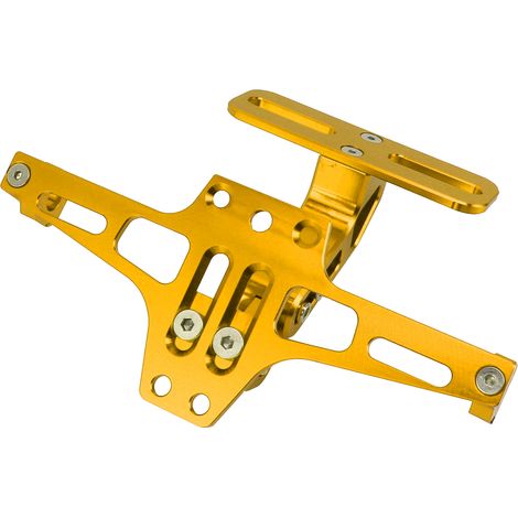 Support de plaque d'immatriculation moto en alliage d'aluminium CNC, universel et réglable, couleur or (1/5)