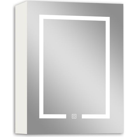 Acezanble Armoire de Toilette avec Miroir LED Anti-Buée  Blanc 40x70 cm  Éclairage 3 Couleurs et Prise Rasoir