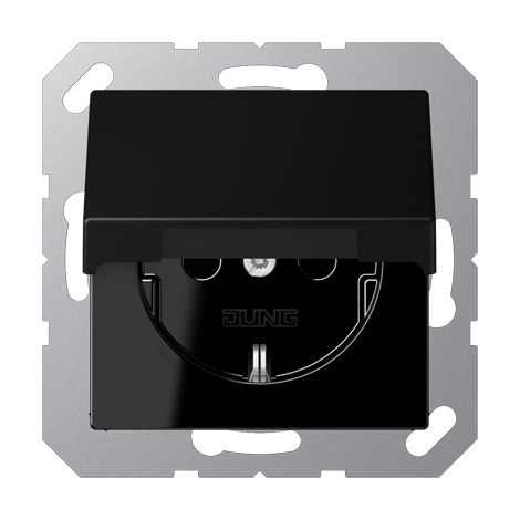 Jung Presa SCHUKO®, 16 A 250 V , coperchio a cerniera, Termoplastica verniciata, Serie A, nero grafite opaco A 1520 BFKL SWM