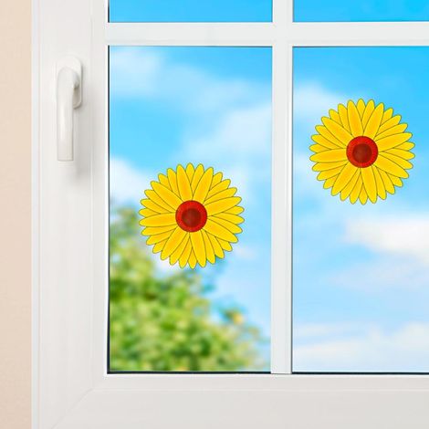 Stickers anti-mouches motif tournesol – Pack de 4, usage intérieur, non toxique (1/5)