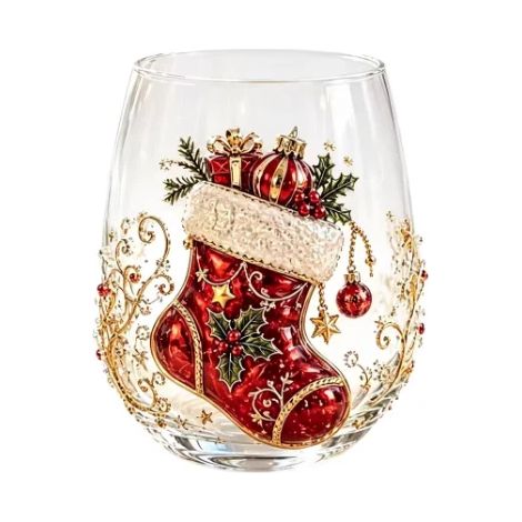 (E) Tasse de Noël en verre artistique - Tasse magique de Noël - Verres à whisky et à vin - Tasse 2D Père Noël et bonhomme de neige - Cadeaux de Noël uniques (1/5)