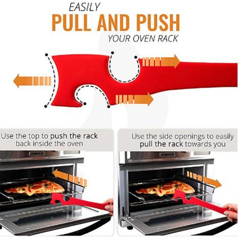 Extracteur De Grille - Silicone Résistant Jusqu'à 230 °C - Pour Four Air Fryer Et Grille-Pain - Poignée Longue Anti-brûlure - 1 Pièce (1/5)