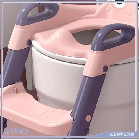 Réducteur Toilette Enfant - 1 Unité - PP - Pliable Avec Marche - Sécurité Anti-dérapant - Rose (1/5)