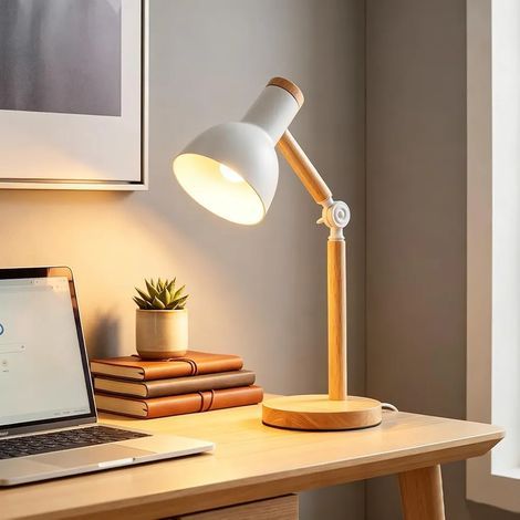 Moderne weiße Schreibtischlampe, verstellbarer LED-Lampenwinkel, Nachttischlampe für Wohnzimmer, Schlafzimmer, Büro, Studentenwohnheim, Garten, Terrasse, 27 (1/5)