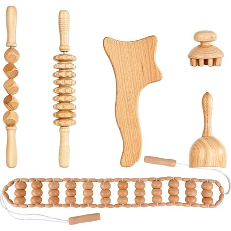 Kit de massage – Madérothérapie – Anti-cellulite – Drainage lymphatique – Bois naturel (Ensemble 14)-AquaForge (1/3)
