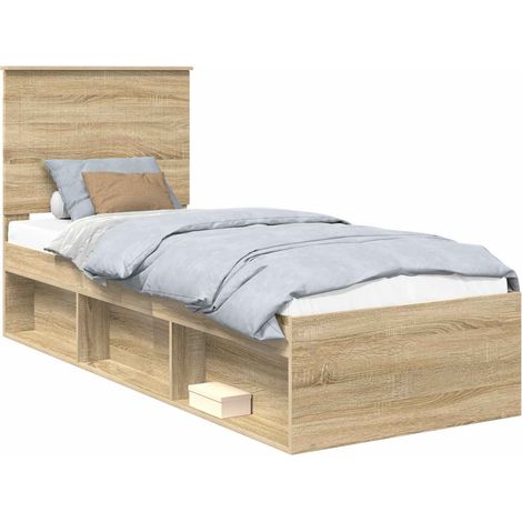 Estructura de cama con cabecera Roble Sonoma 75 x 190 cm vidaXL (1/5)