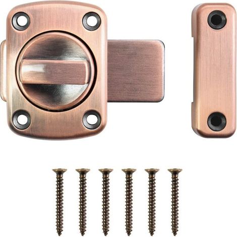 Loquet Rotatif de Porte Loquet Tournant Verrou de Porte Interieure, Loquet pour Porte Salle de Bains Chambre Toilette, Bronze Rouge