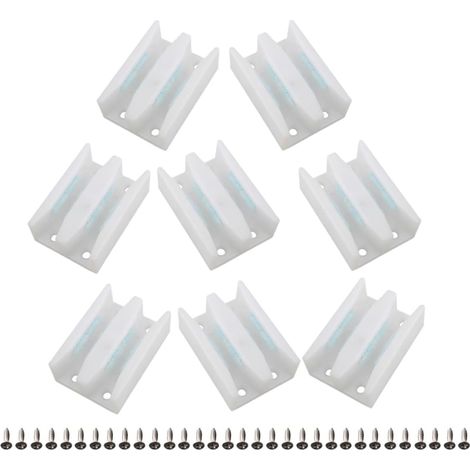lot de 8 guide de sol pour porte coulissante, plastique, blanc (1/5)