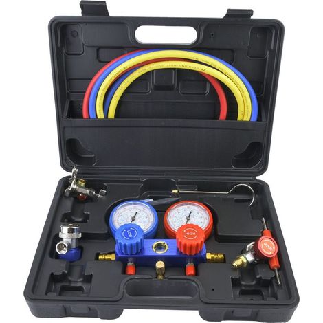 Outil de Diagnostic de réfrigération de climatisation A/C, jauges à double collecteur, ensemble de vannes R22 R134a (1/5)