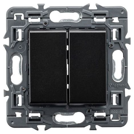 Doble conmutador negro 10A 230V Legrand Valena Next 741445