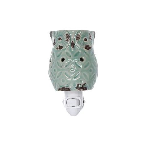 Duftlampe aus Keramik mit grüner Eule cm7,7x10h13,4 (1/3)