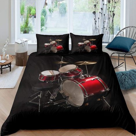 Parure de lit 3 pièces avec housse de couette et 1 taie d'oreiller pour enfants, garçons, adolescents et adultes – Housse de couette avec 1 taie d'oreiller – Noir (1/4)