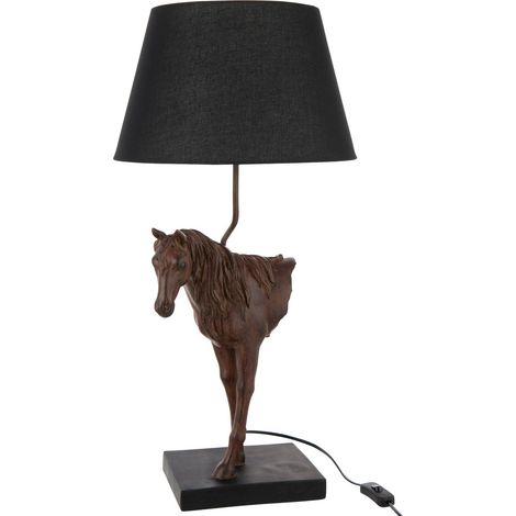 Lampe cheval en polyrésine marron foncé ambiance élégante - Marron foncé effet bronze (1/4)
