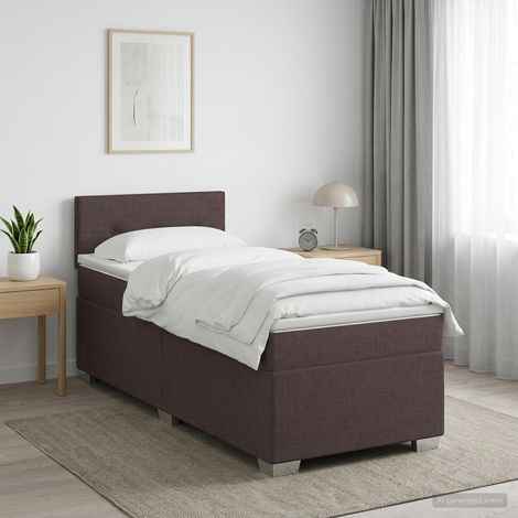 vidaXL Cama box spring con colchón Marrón Oscuro 100 x 200 cm Tela (1/5)
