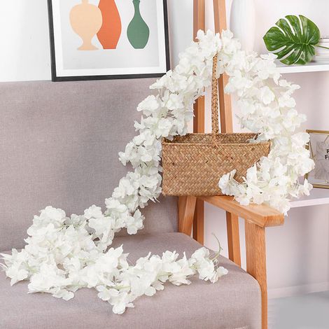 Guirnalda artificial de flores de cerezo SXF-01E8 – Rama de seda de 1,8 m de largo con 256 flores artificiales para bodas, fiestas o como decoración de sala de estar. (1/5)