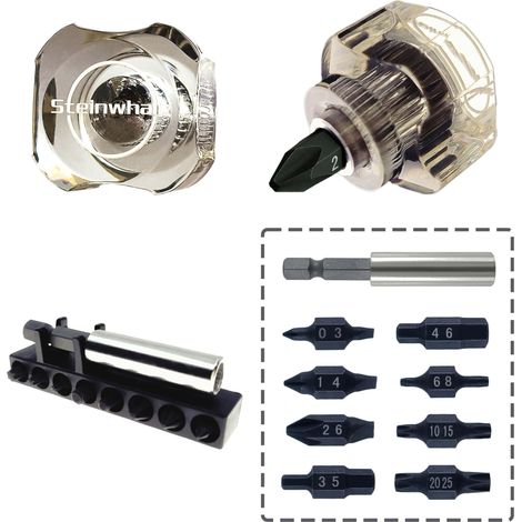 Mini tournevis 10-en-1 pour les endroits étroits avec manche en fibre d'acétate de cellulose, embouts courts en acier S2 à double tête haute dureté et EDC élégant (1/5)