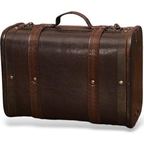 Vintage-Koffer aus Holz und Leder, antike Aufbewahrungsbox, dekoratives Gepäckstück für Fotozubehör und Inneneinrichtung